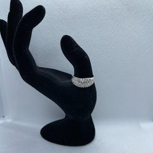 Stainless Steel Ring - Silver and White/Clear